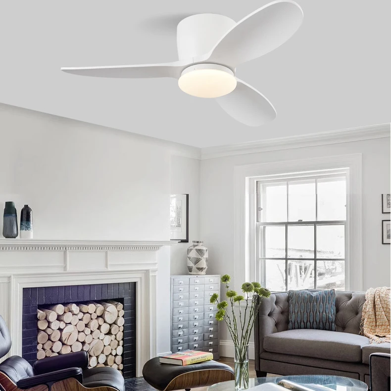 36-inch Modern Low-floor Ceiling Fan Lamp Remote Control Timing Suitable for Living Room Bedroom Indoor Lighting