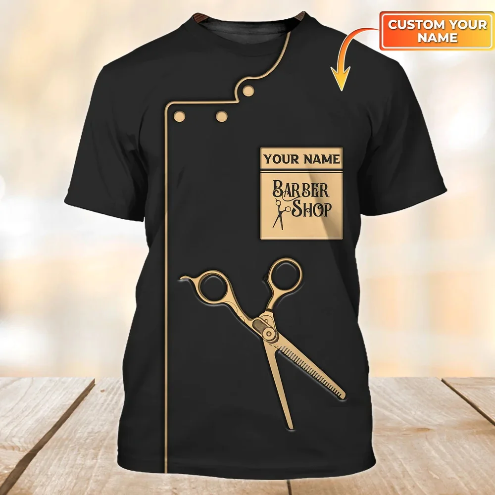 Sommer Mode männer T-shirt Personalisierte Name Barber 3D Gedruckt Unisex T Shirt Neue Barber Shop Geschenk Casual Kurz-hülse DW68