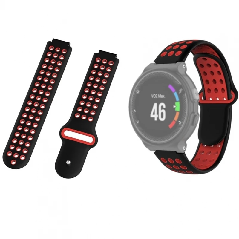 Cinturino Per Garmin Forerunner 220 230 235 630 620 735Xt Silicone Nero Rosso # Garmin Forerunner 220 # Garmin Forerunner 230 # Garmin Forerunner 235 