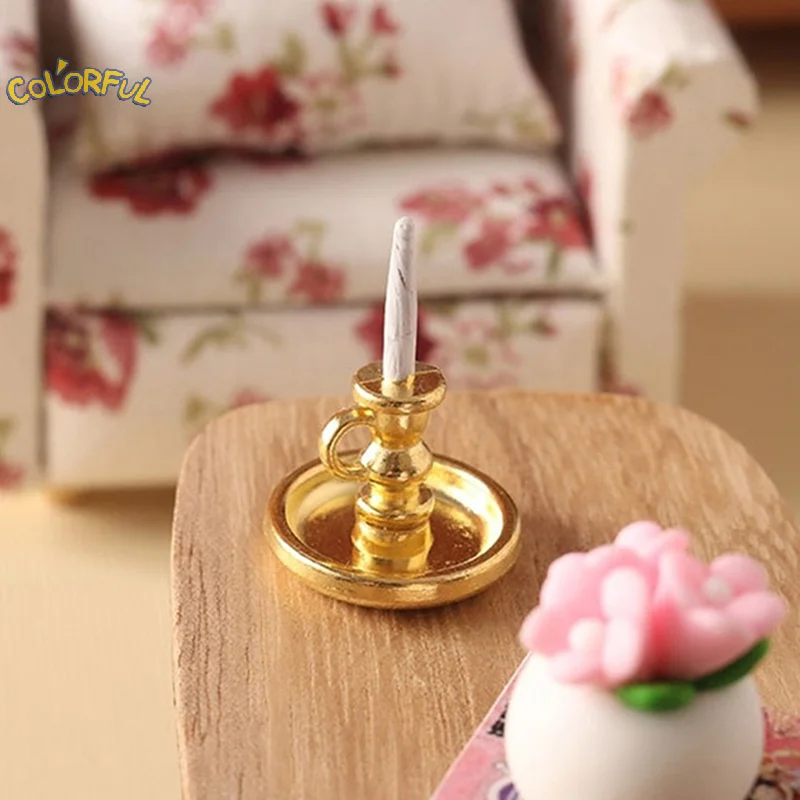 

1:12 Dollhouse Miniature Candle Holder Home Decor Candlesticks Model Doll House Accessories Kids Pretend Play Toy decoration