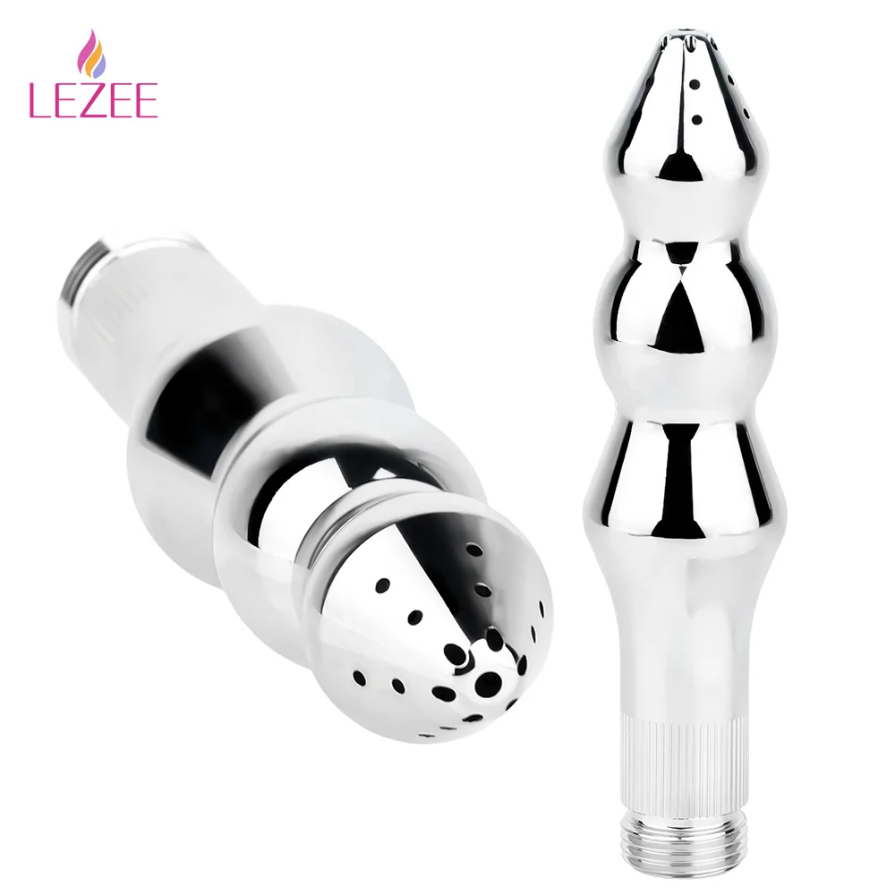 LEZEE Metal Anal Irrigator Shower Lavement Anus Expander Tube Vaginal Insert Cleansing Buttplug Sex Toys For Women Men Douche