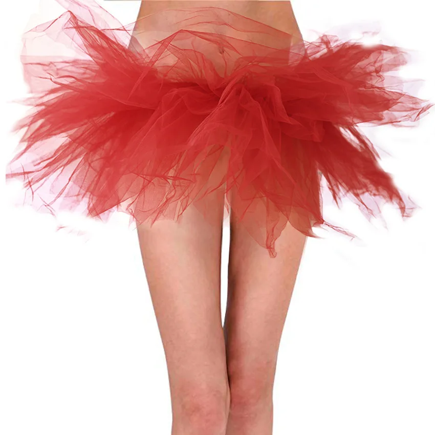 6 Layers Super Mini Tulle Skirt Womens Lolita Petticoat Jupe Femme Party Puffy Skirts Adult Dance Tutu Skirts hoop skirt