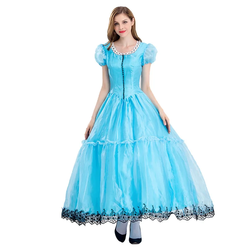 

Kostum Ratu Hatter Anime Alice In Wonderland Gaun Cosplay Karnaval Adult Halloween Pelayan Putri Pesta Biru Dress