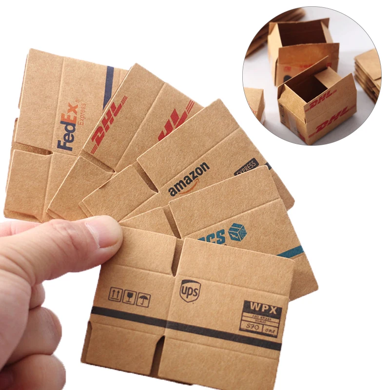 

5Pcs/Set Mini Carton Express Box 1:12 Dollhouse Miniature Express Box Decor Toy Doll House Decor Furniture Accessories