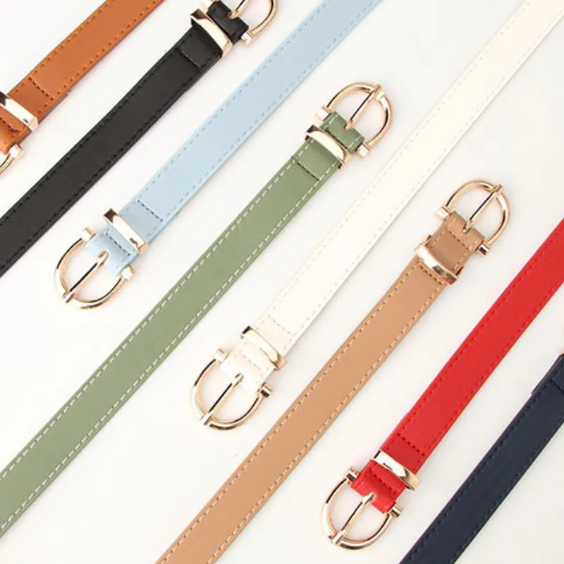 

Women Belts New PU Leather Simple Metal Buckle Belt Girls Dress Jean Pants Waistband Belts for Lady