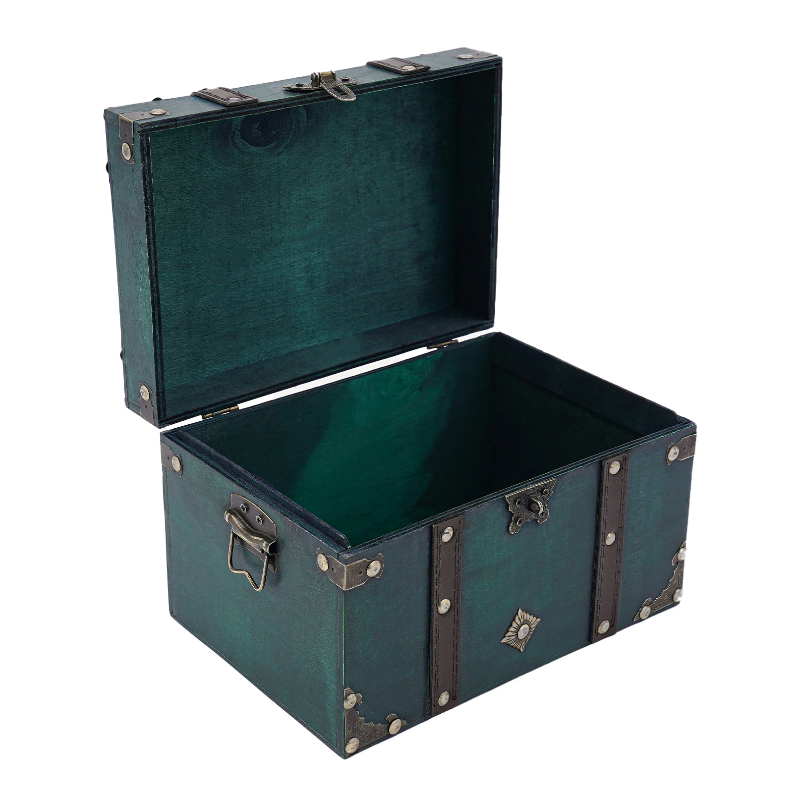Retro Holz-Schatztruhe, Vintage Schmuckaufbewahrungsbox mit Zahlenschloss zum Aufbewahren von Schmuck, Ohrringen, Armbändern – Detail 14