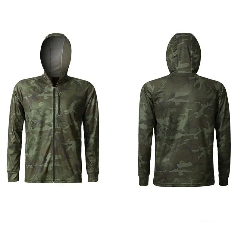 New Outdoor Fishing Shirt Men Quick-drying Breathable Jacket Long-sleeve Hooded Fishing Clothing