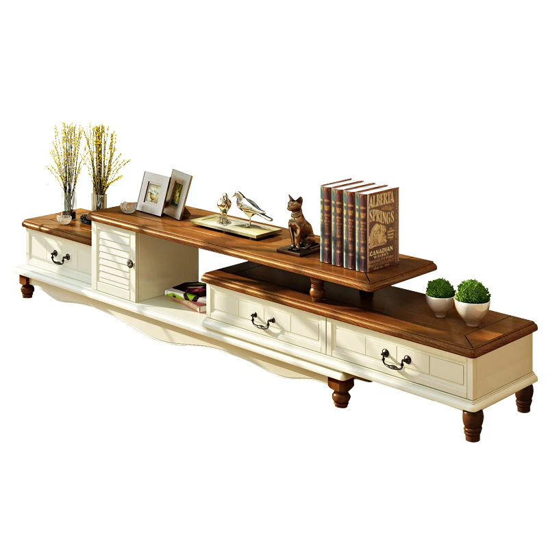 

Retractable TV Cabinet and Tea Table Combination Solid Wood Living Room Floor Cabinet