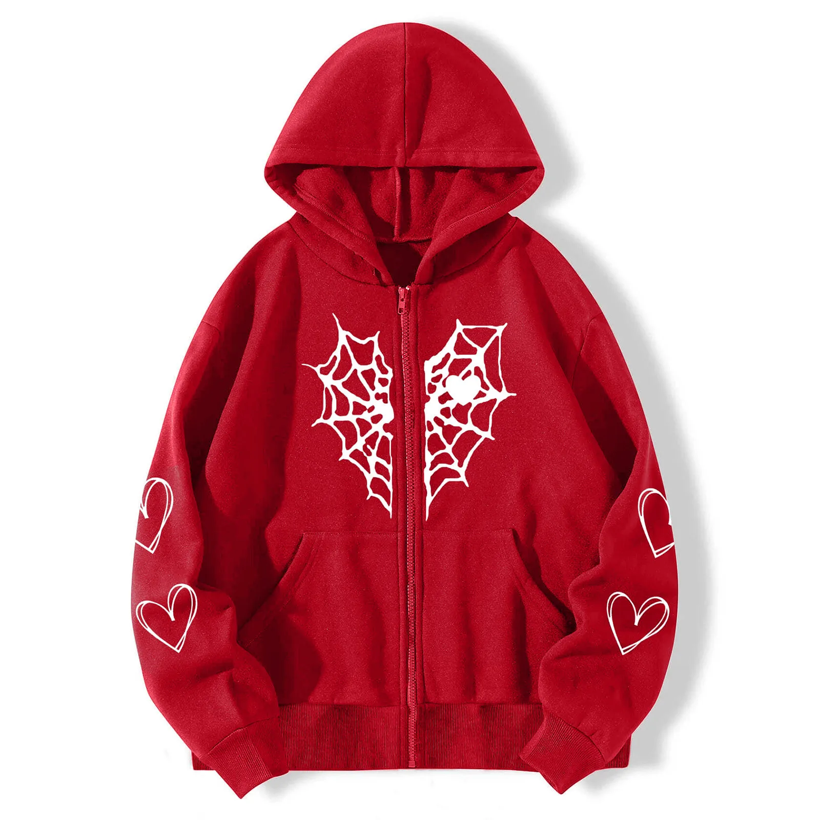 Harajuku Y2k Women Hoodie Autumn Gothic Heart Spider Web Aesthetic  Sweatshirt Korean Style Zip Up Long Sleeve Hoodie Jacket Coat - AliExpress