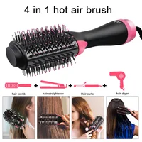 Women Hair Dryer Brush Hair Dryer Straightener Curler Massager 4 In 1 Rapid Warming One Step Volumizer Hot-Air Hair Brushes