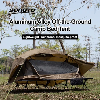 Sonuto Camp Bed Tent - Waterproof Sunshade Single Camping Tent, Lightweight 210D Oxford, Aluminum Poles, Windproof & Portable 1