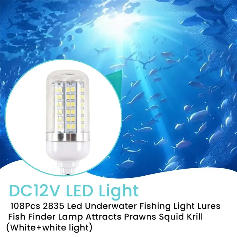 Y42A-12V 15W 낚시 조명 108Pcs 2835 Led 수중 낚시 조명 미끼 어군 탐지기 램프가 새우 오징어 크릴을 유인합니다
