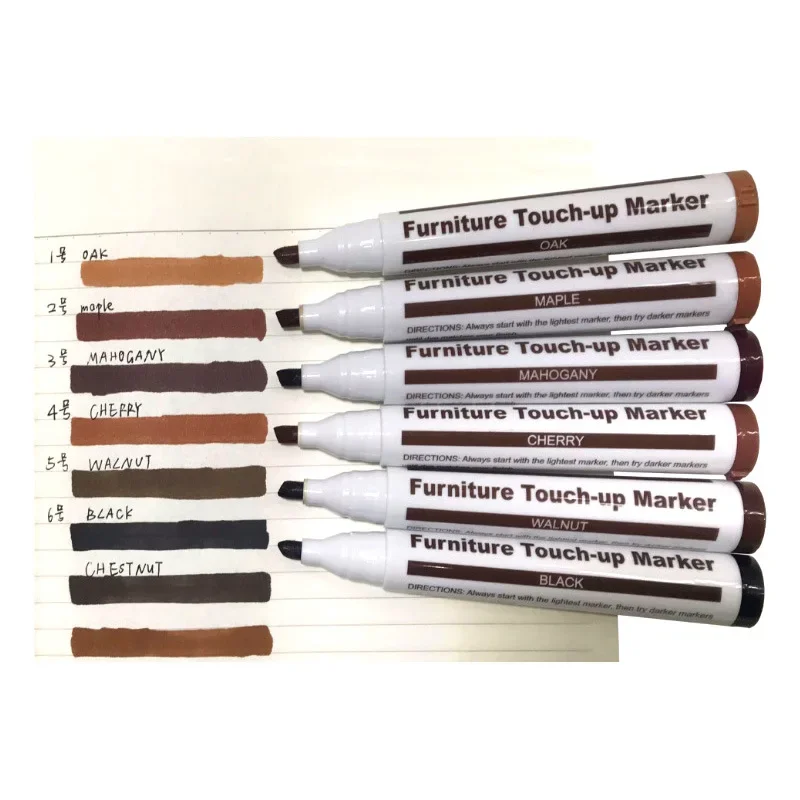 6/8/10Pcs Wooden Furniture Repair Pen Touch Up Markers & Crayon Sharpener Set Wood Scratch Restoration Kit Patch Paint Pen 5