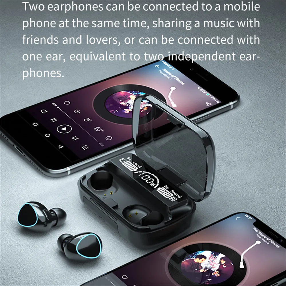 M10 Wireless Headphone Bluetooth Earphones Waterproof Earpieces Sport Earbuds For Huawei iPhone OPPO Xiaomi TWS Music Headset 6