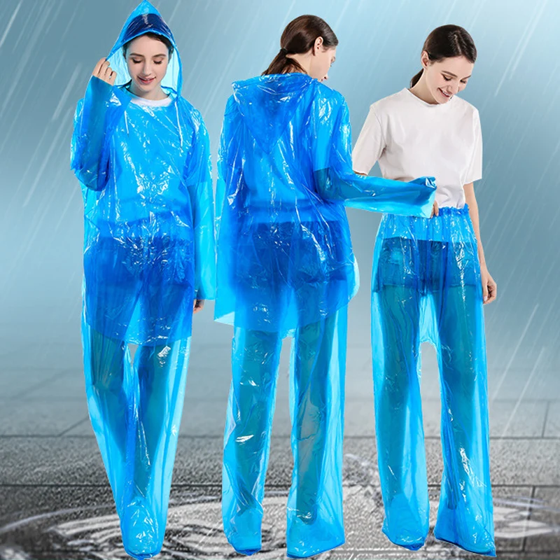 Women Men Disposable Raincoat Not Easy to Tear Disposable Raincoat for Avoiding Getting Sick in the Rain