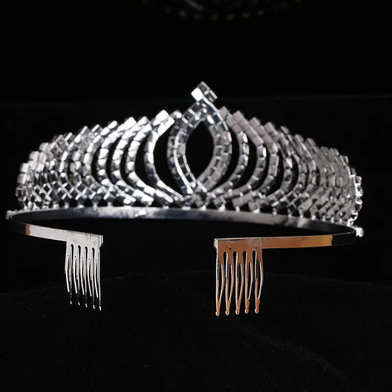

Summer Girl Crown Rhinestone Tiara with Comb Children's Hair Hoop Stylish High-Grade Crystal Silver Jewelry Diamond of The Girls