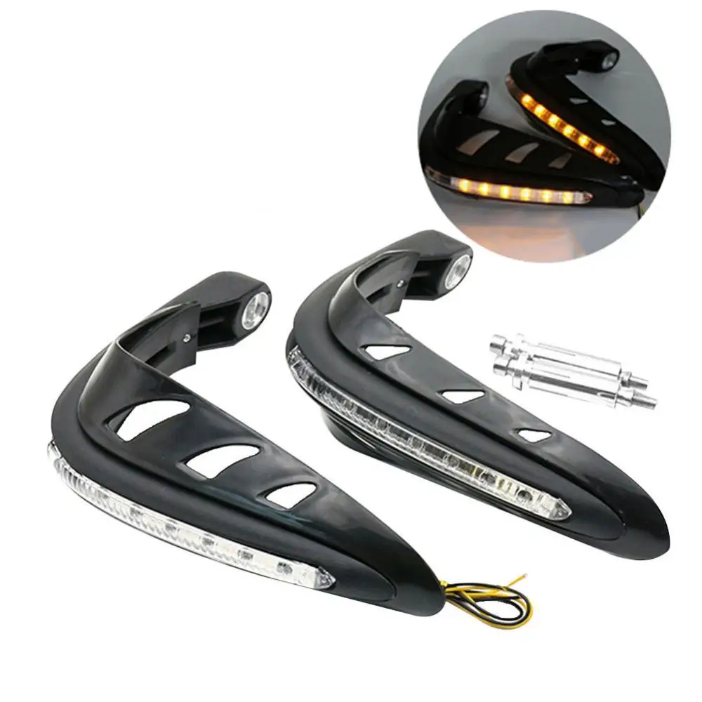 

2Pcs Motorcycle Motorbike Handlebar Hand Guards Protector with Safety LED Light