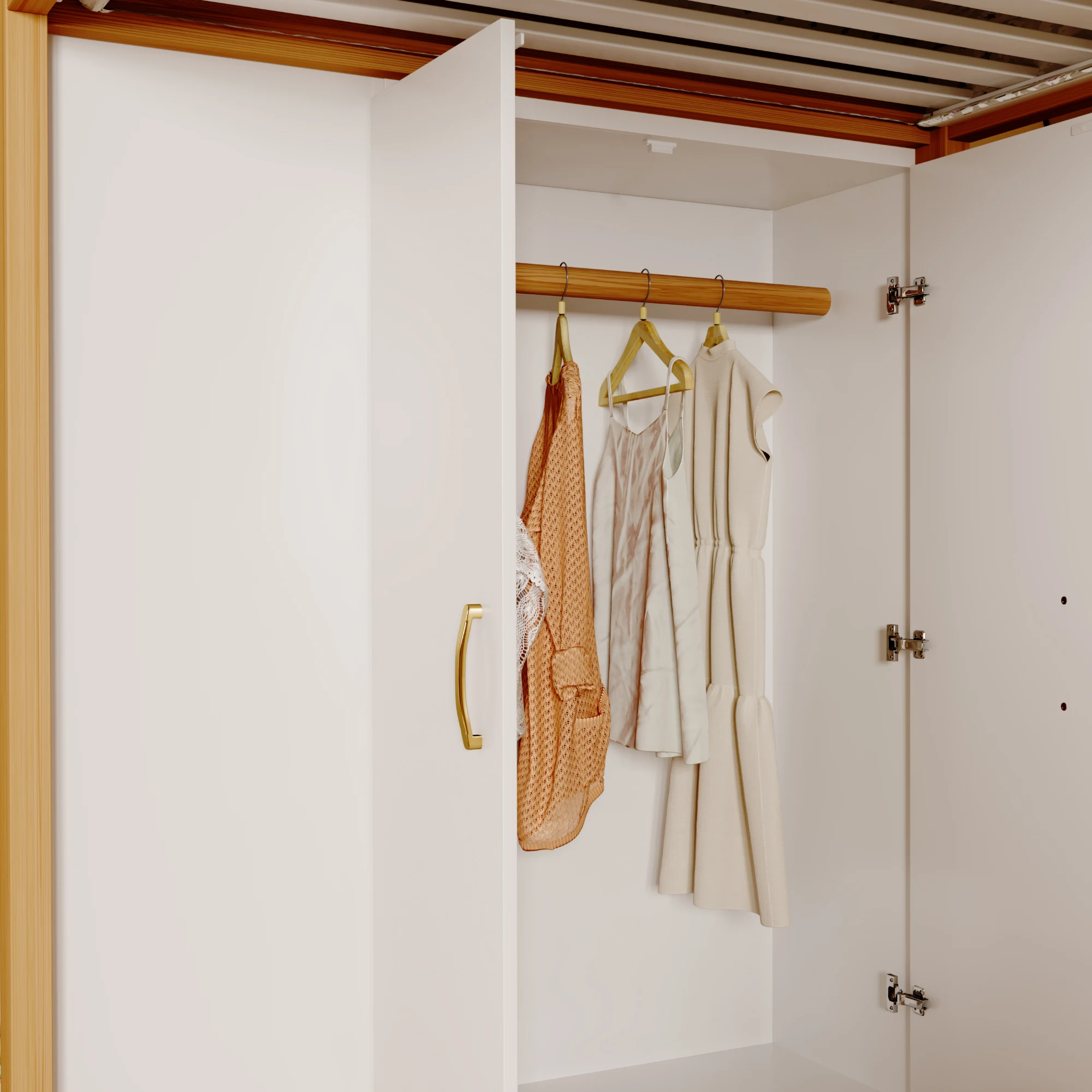 Multifunktionales Hochbett 90x200cm mit Regalen, Aufbewahrungsschrank und großem Kleiderschrank, Sicherheitsleiter mit Staufächern – Detail 7