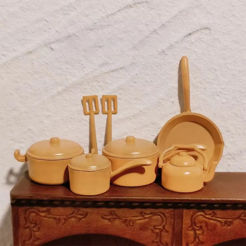Frying Pan Dollhouse Kitchenware Kitchen Utensils Playing House Cooking Ware Lifelike Shovel Kettle Minature Pot Micro Scene