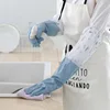 Reusable Dishwashing Gloves,PVC Waterproof Long Cuff and Flock Lining Household Cleaning Gloves 2