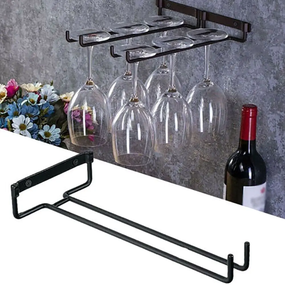 Wall Mounted Stemware Holder Kitchen Wine Glass Holder Cup Hanger Goblet Hanging Rack Storage Shelf