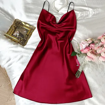 موضة المرأة فستان طويل الصيف السباغيتي الساتان حفلة امرأة فستان الشمس الخامس الرقبة ميدي رداء الملابس حجم كبير فساتين الإناث 3