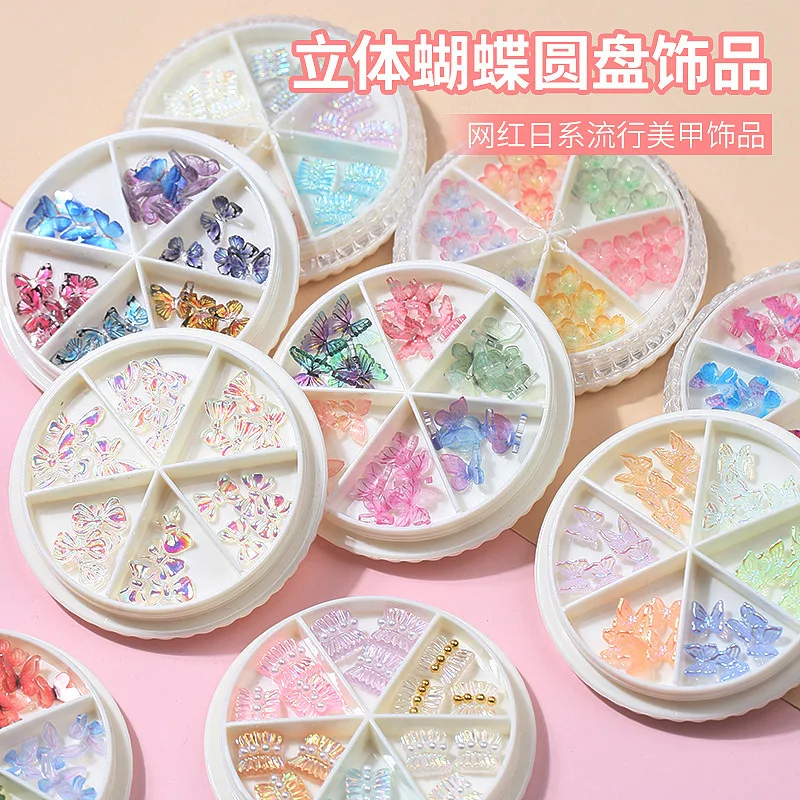 

30pcs/Disc Three-dimensional Butterfly Nail Accessories Glitter Handmade Resin Colorful Butterfly Pixie Ornaments DIY Manicure