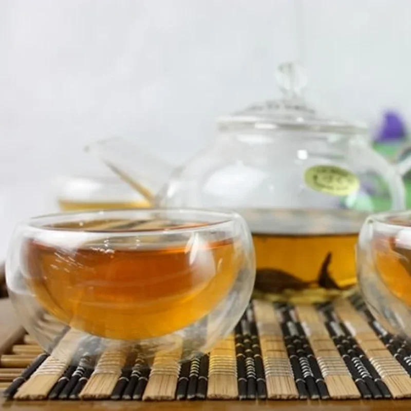1pcs Double Wall Clear Glass Tea Cup 50ml Layer cup mug heat-resistant glass double cup Kung Fu tea cups tea cup drinking glasses