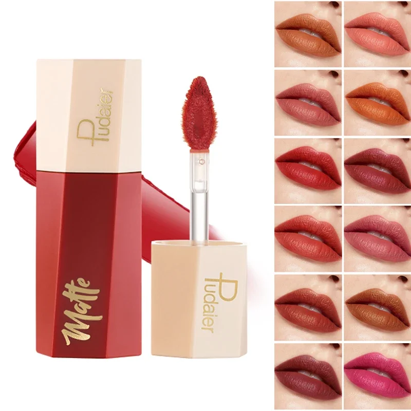 Matte Orange Brown Velvet Lipstick 14 Colors Lip Gloss Lasting Non-marking Red Sexy Waterproof Liquid Lipsticks Makeup Cosmetic lip makeup lip gloss
