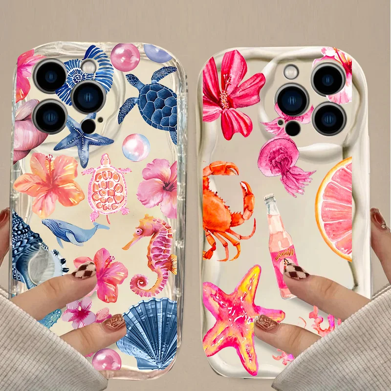 Fashion Blue Ocean Animals Soft Phone Case Cover