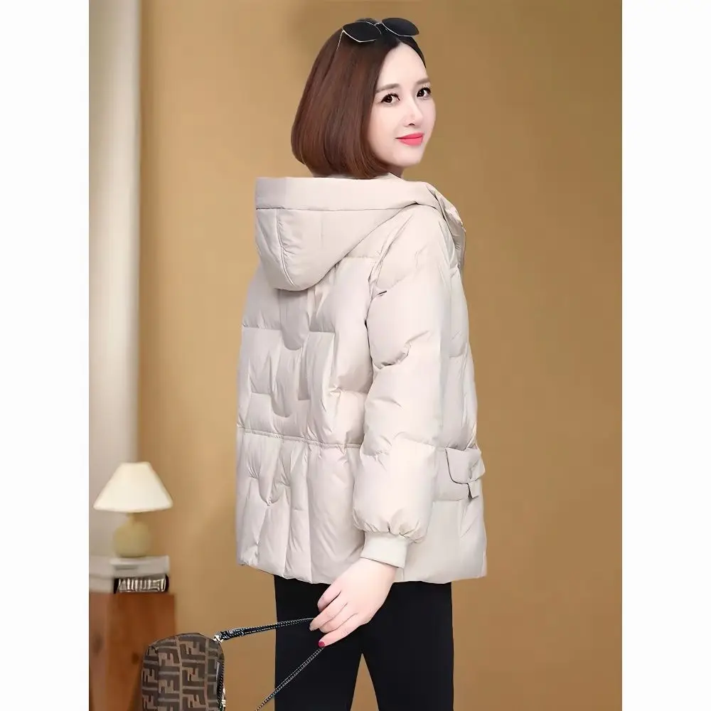 

2023 New Winter Oversize Duck Down Coat Women Fashion Warm Thick Hooded Jackets Autumn and Casual Pocket Parkas V895