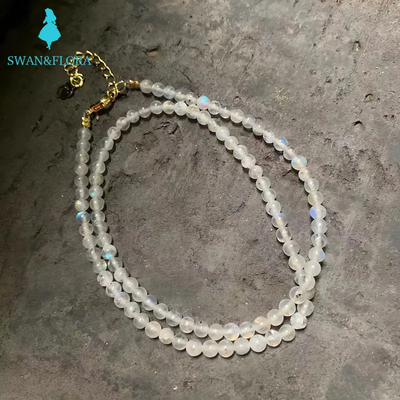 

Natural Moonstone Choker Necklace Blue Moon Light Gemstone Women High Quality Jewelry Design Handmade