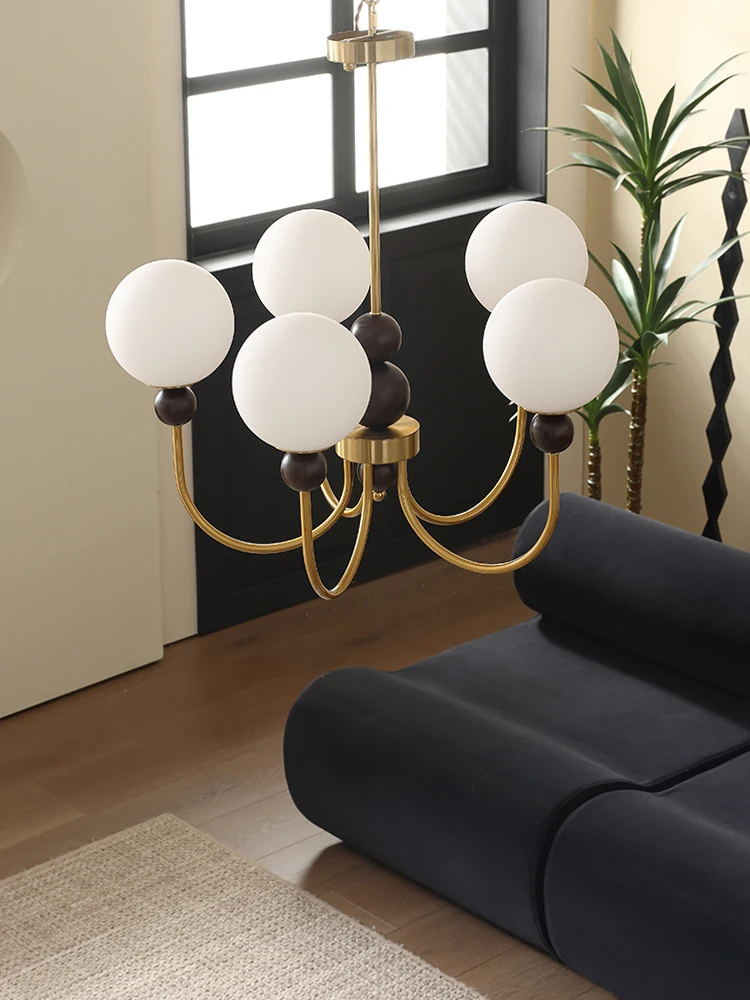 French medieval chandelier magic bean cream wind lamp American retro living room and study lamp
