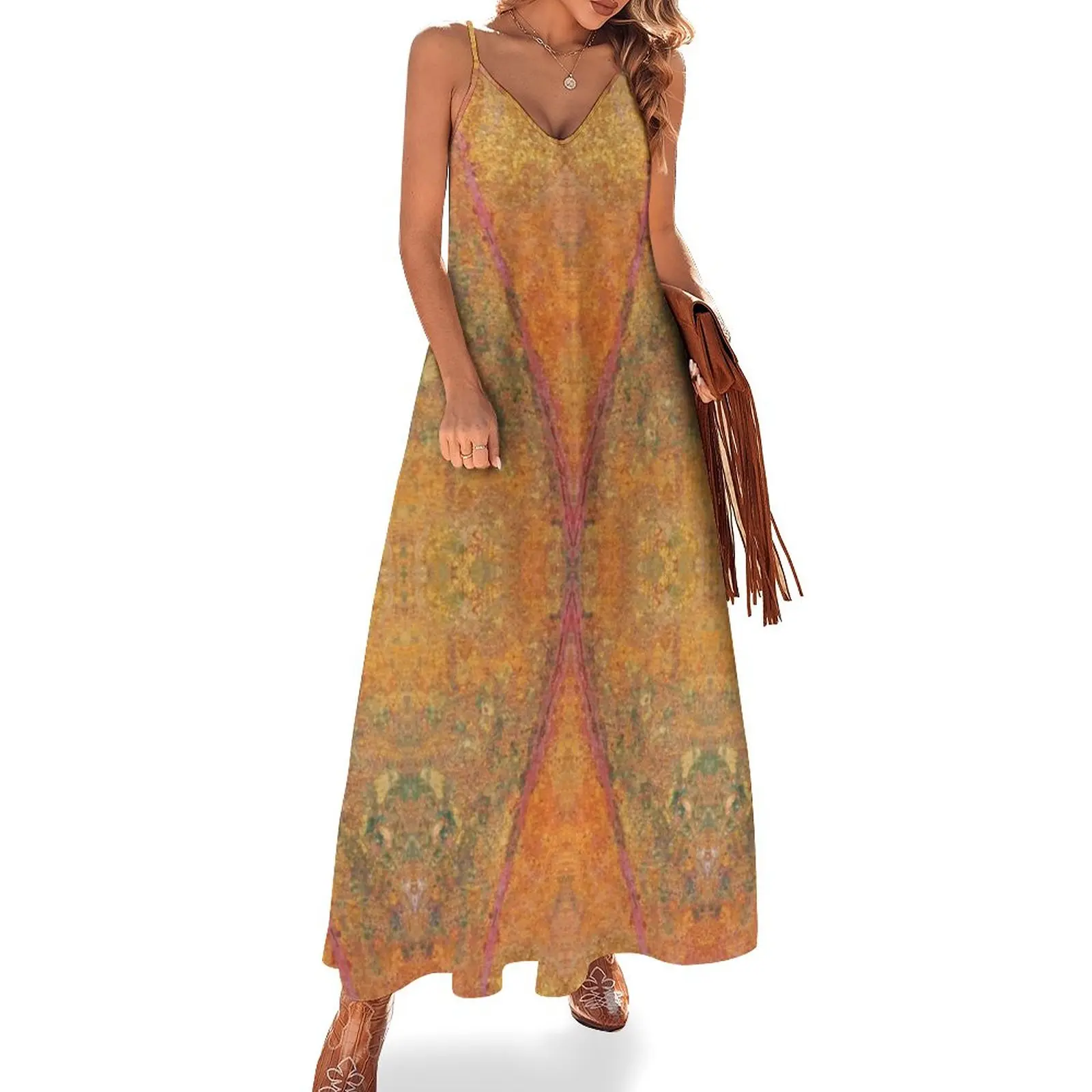 

Copper Patina 04714-4 Sleeveless Dress luxury woman party dress chic and elegant woman dress Long veiled dresses
