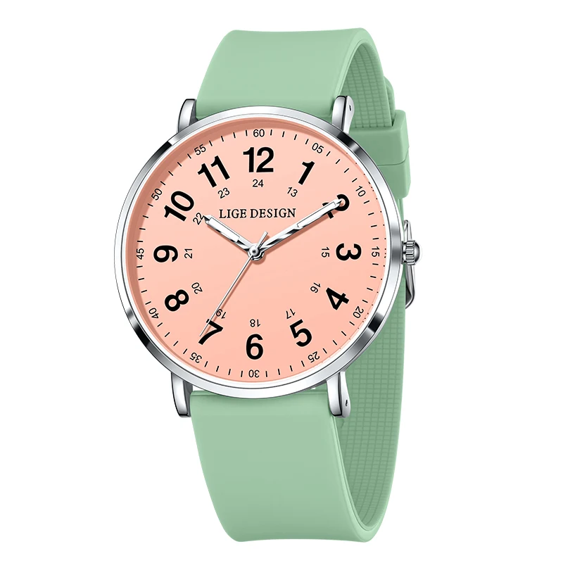 LIGE Women's Luxury Quartz Waterproof Wristwatch with Silicone Strap