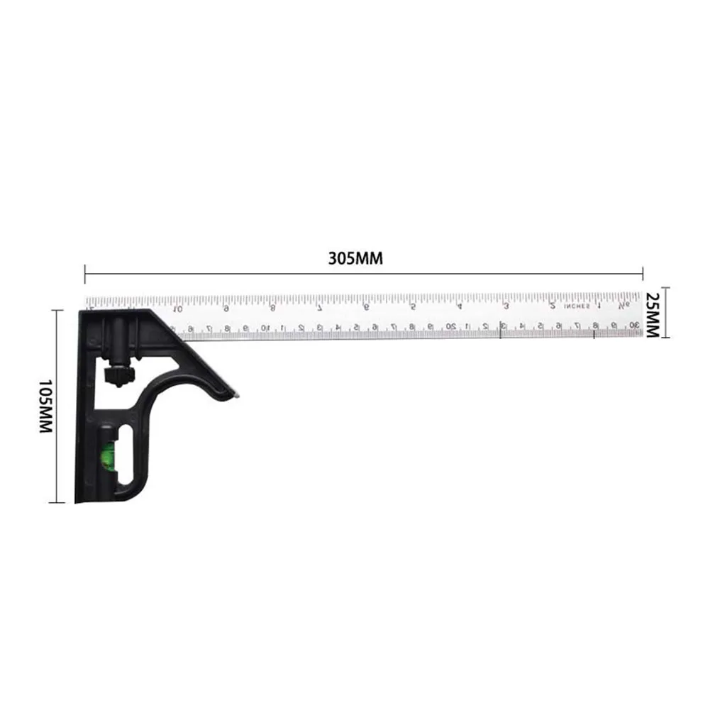 1PC Adjustable Combination Right Angle Ruler 90 Degrees with Bubble Level Gauge For Woodworking Multifunctional Measuring Tool 2