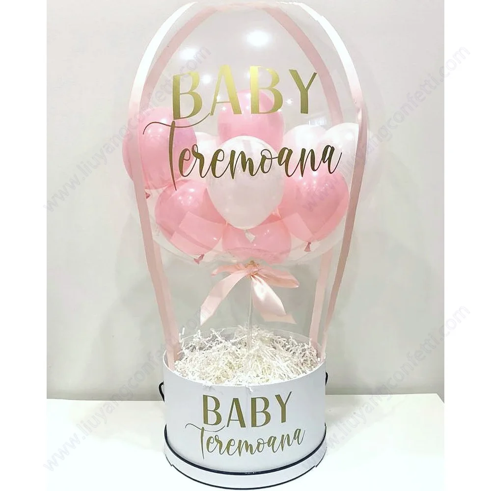 Cesta de regalo personalizada para Baby Shower, caja de revelación de  género, bandeja única, galletas de flores, globo aerostático, bienvenido al  mundo, Niña y niño - AliExpress, image size:1000x1000