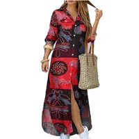 Robes pour femmes 2026 : Nouvelle mode, robe longue sexy à simple boutonnage, col à revers ample, printemps-automne, vêtements pour femmes, vestidos 3