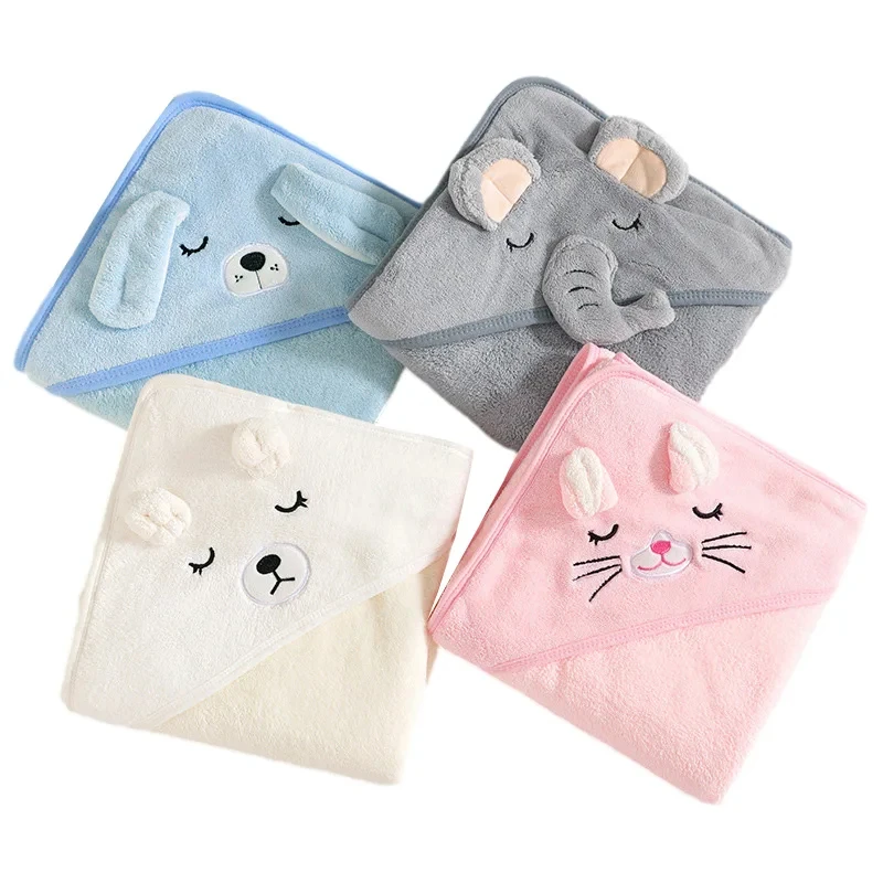 Asciugamano da Bagno per Neonati 80X80CM, Asciugamano con Cappuccio a Forma di Animale, Coperta per Bambini, Accessori da Bagno - immagine 2