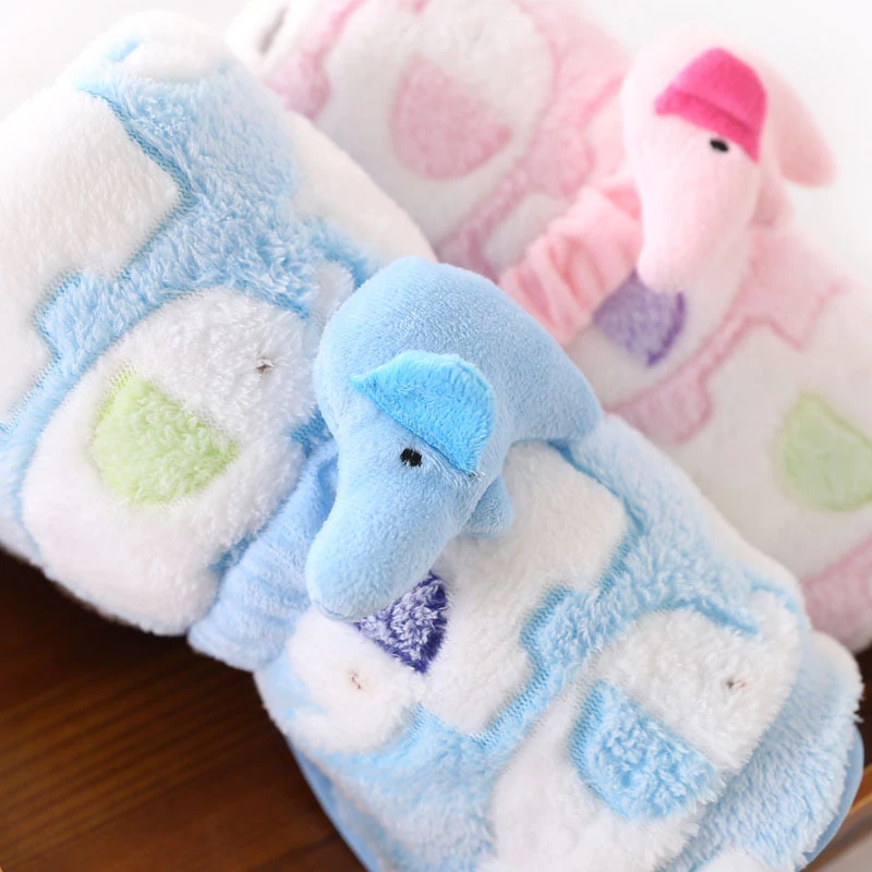 

Cartoon Baby Blanket Cute Elephant Baby Products Newborn Elephant Air Conditioning Quilt Coral Velvet Pillow Quilt Dual-Use