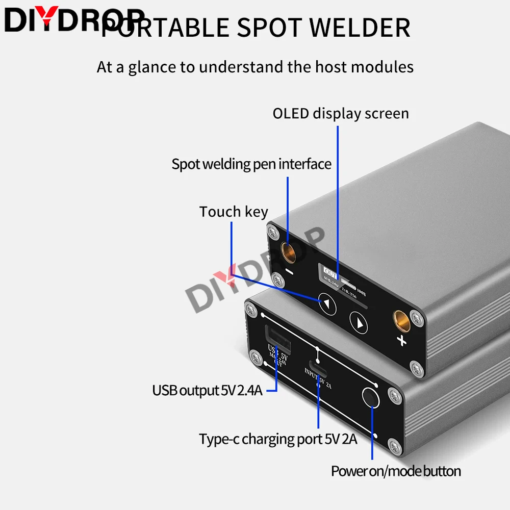Spot Welder Adjustable 30 Gears OLED Screen 5000mAh Lipo Include For Max 0.15mm Nickel Strip Portable Spot Welding DH-30 3