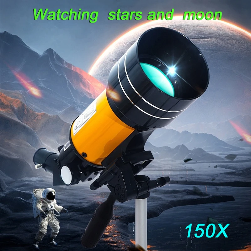 Professional Astronomical Telescope F30070 Monocular 150 Times Zoom HD Night Vision View Moon Star AZM70300 Stargazing