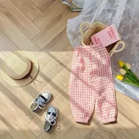 Summer Plaid Mosquito Proof Pants Outdoor Wear Baby Girls New Style Fashion Casual Loose Harlan Pants Children Thin Trousers 4