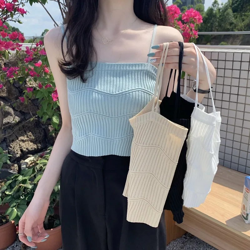 Women Knitted Tube Slip Camisole Top