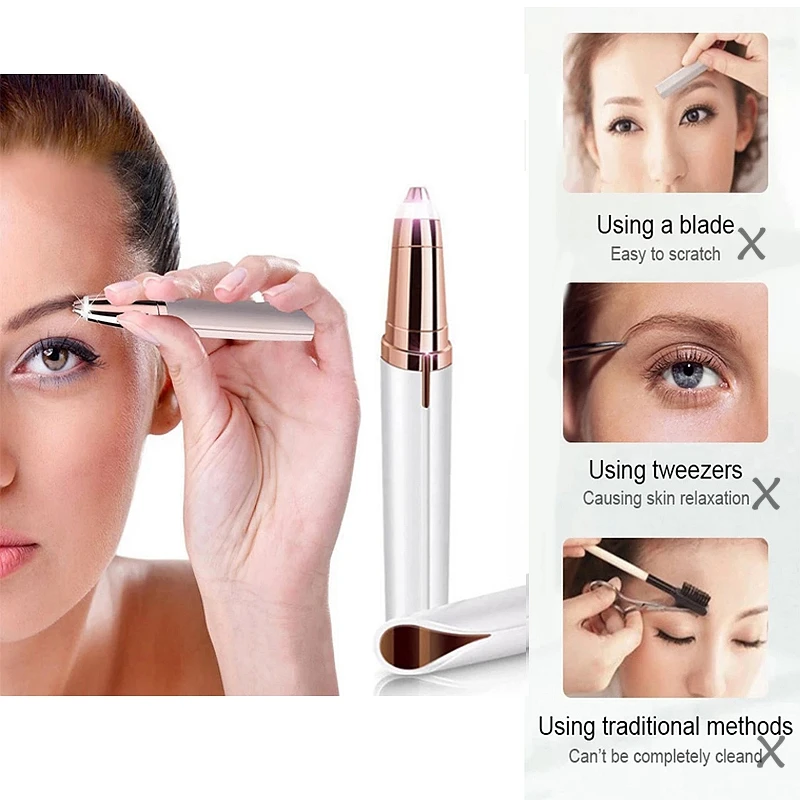 Eyebrow Trimmer Eyebrow Trimmer Set Eyebrow Razor Set USB Electric Eyebrow Trimmer Painless Eye Brow Epilator Mini Shaver Razors Portable Facial Nose Hair Remover Depilator Make Tool