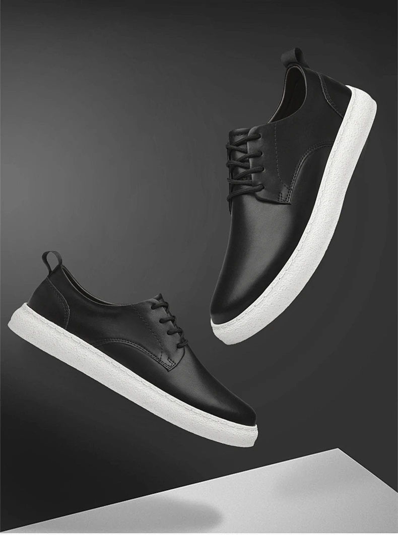 Männer Echtes Leder Lift Turnschuhe Aufzug Schuhe Schwarz Höhe Zunehmende Sport Männer Flache/5 cm Weiß Casual Schuhe mokassins – Detail 7