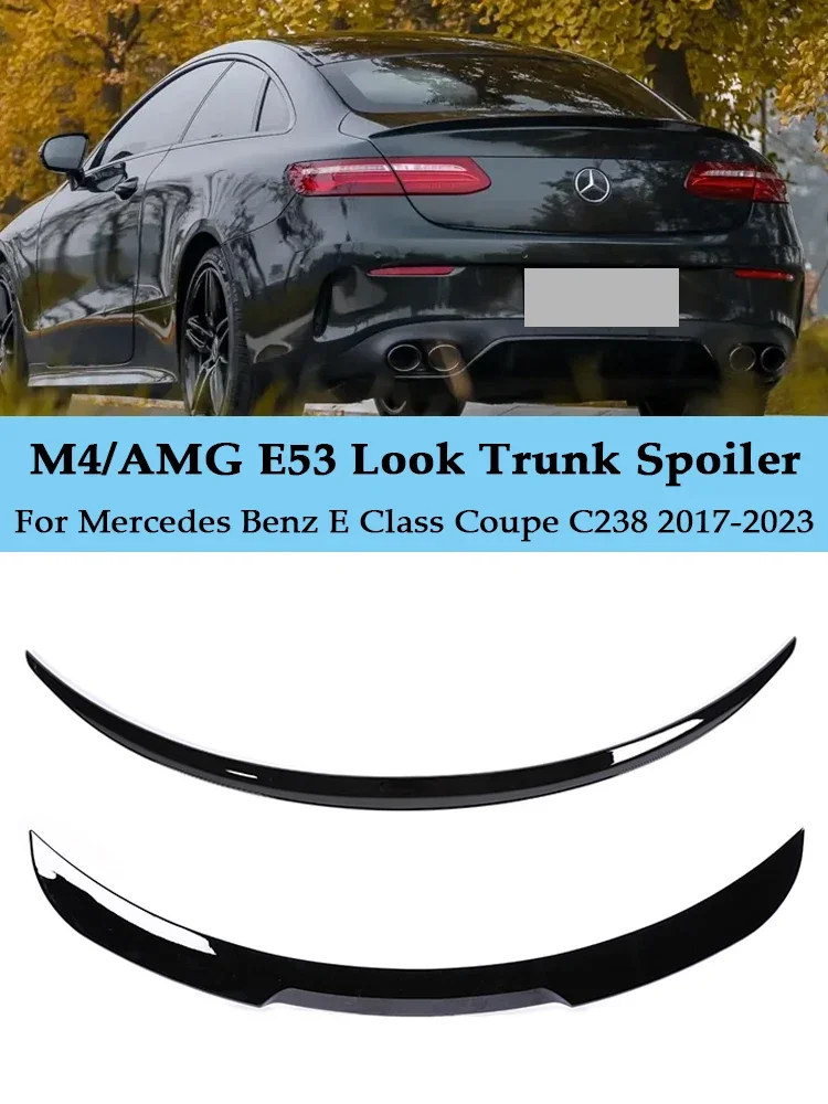 

For Mercedes Benz E Class Coupe C238 M4 Style Boot Rear Trunk Spoiler Deflector E53 AMG Carbon Fiber Look Gloss Black Wings