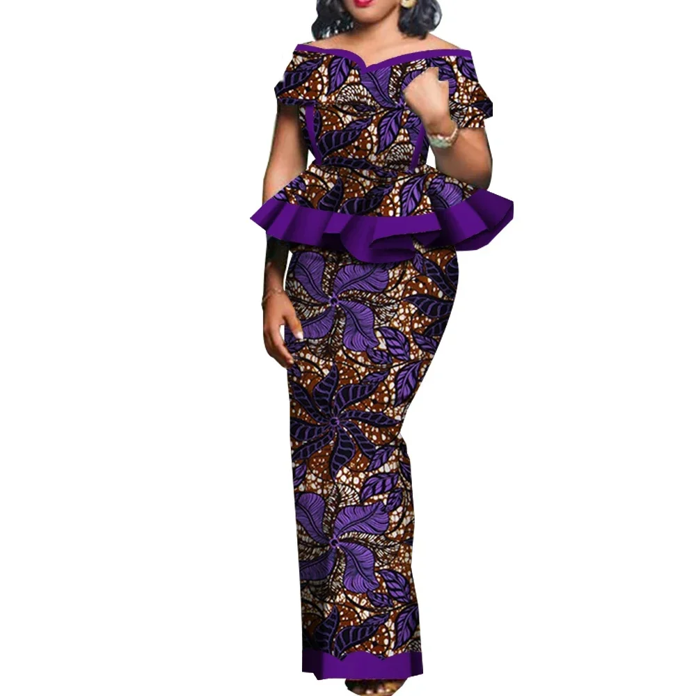 

Party African Dress Women Skirt Sets Traditional 2 Pieces Suits Custom Made Dashiki Tops and Skirts Plus Size Clothing WY5104