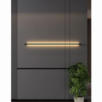Modern Extremely Narrow Black Long Strip Wall Lamp Corridor Bedroom Bedside Living Room Decoration Bar Shape Lighting Fixtures 3