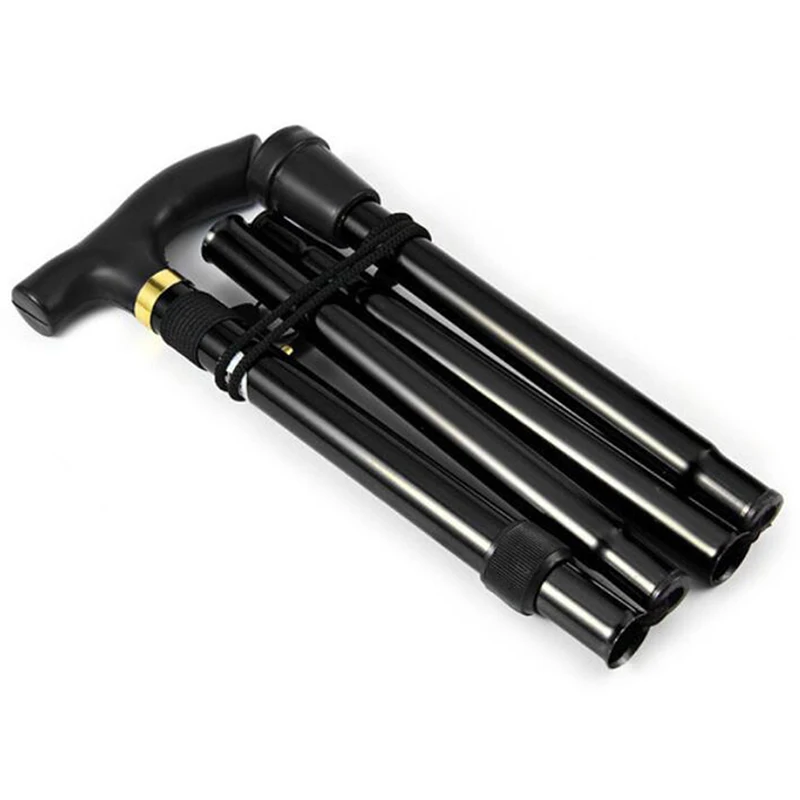 Walking Stick Telescopic Baton Hiking Trekking Poles Aluminum Alloy Metal Folding Cane Crutches Pole For Elderly People